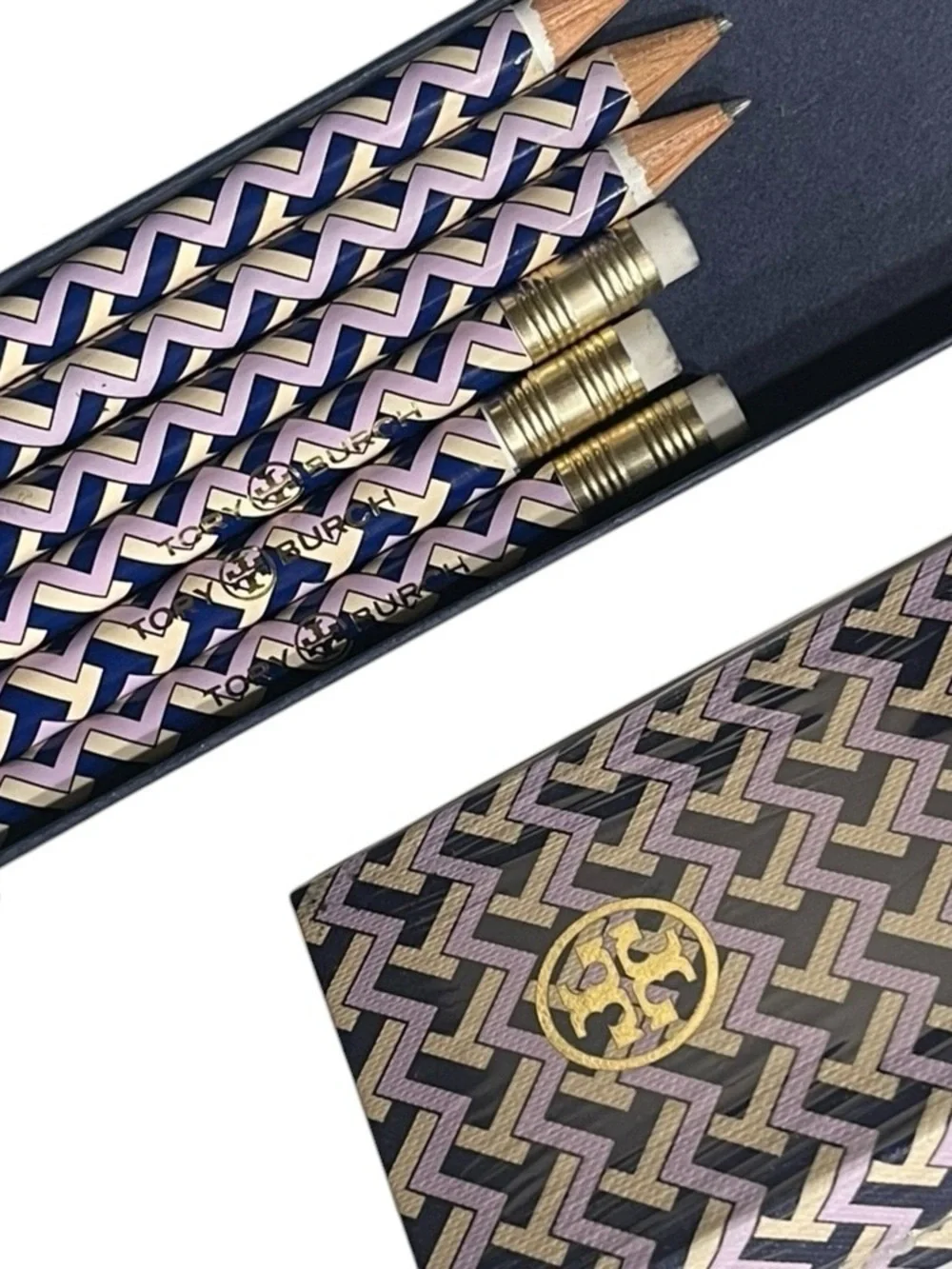 RARE RARE Tory Burch Vintage T-Zag Stationery Pencil Set NIB